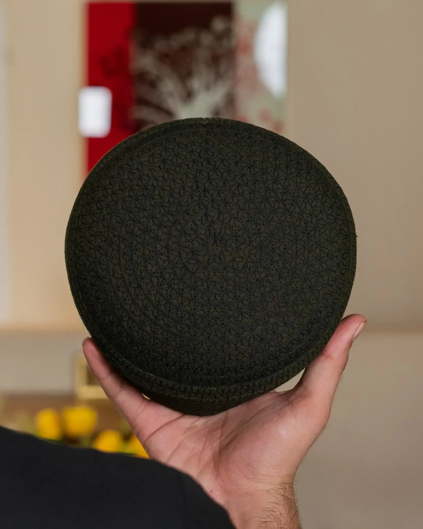 Al Noor koofi namaz cap in dark green color